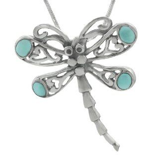 Sterling Silver Turquoise Dragonfly Necklace Jewelry