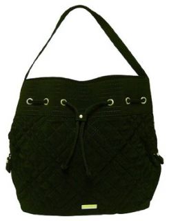 Vera Bradley Drawstring Shoulder Bag in Black Microfiber: Clothing