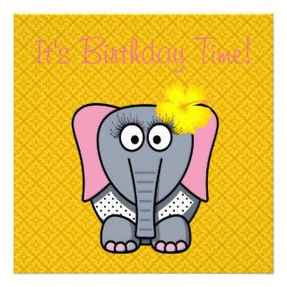 Happy Birthday Girly Elephant Custom Invitation