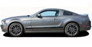 THUNDER ROCKER 1 : 2013 2014 Ford Mustang Lower Rocker Panel Screen Print Design Vinyl Graphic Decal Stripes (Fits All Models) (Color Gloss Black on Clear Base): Automotive
