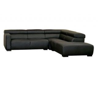 Black Premium Leather Sectional Sofa, Corner, Chaise —