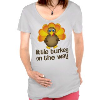 Thanksgiving Maternity Announcement Turkey Tee Shirt