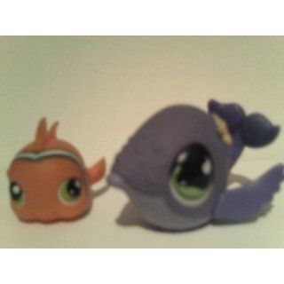 Littlest Pet Shop Purple Whale and Angel Fish # 643 and 644: Toys & Games