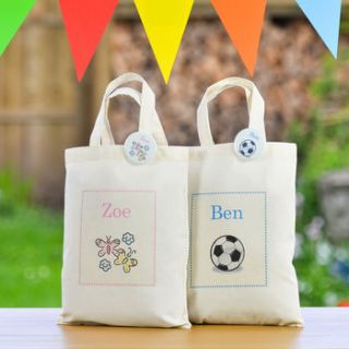 personalised children's mini tote bag & badge by andrea fay's