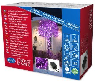 Konstsmide 3631 450 Micro LED Lichterkette 120 purpurfarbene Dioden / Multifunktion / 24V Auentrafo / schwarzes Kabel: Beleuchtung