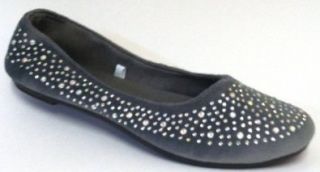 Womens Ballerina Ballet Flats Shoe W/All Over Stones (9, Grey Twinkler): Shoes