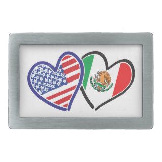 USA Mexico Heart Flags Belt Buckles