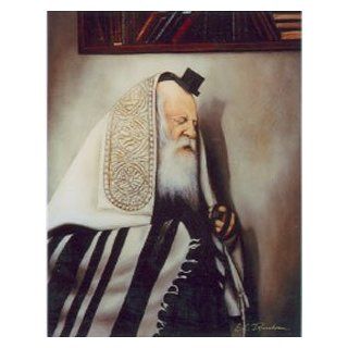 "R' Yiddelle of Dzikov Davening" Wood Backed Painting By Tiefenbrun Art Collection  Prints  