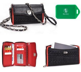 HTC Butterfly*SplaSh series* Cross Body wallet w/ exterior phone pocket in red PLUS Bonus Neviss Luggage Tag 
