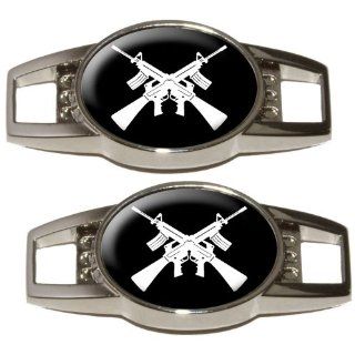 Crossed AK 47 Assault Rifles NRA White   Shoe Sneaker Shoelace Charm Decoration   Set of 2: Everything Else