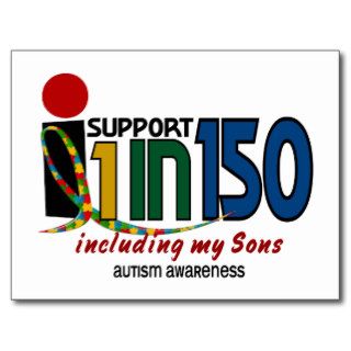 I Support 1 In 150 & My Sons AUTISM AWARENESS Post Card