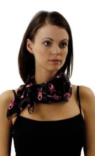 Breast Cancer Awareness Patterned Square Scarf in 3 Colors Scarf Colors Black