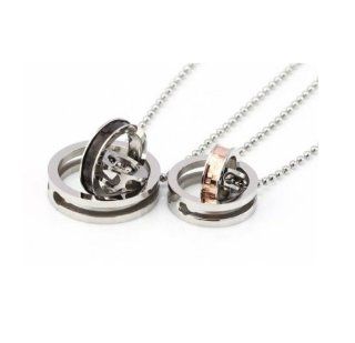 His or Hers Matching Set Titanium Couple Pendant Necklace Korean Love Style in a Gift Box (His) Jewelry