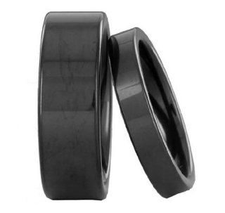 His And Hers Wedding Ring Sets 8/4mm Black Tungsten Carbide Flat Shiny Top Wedding Band Sets: Wedding Ring Sets: Jewelry