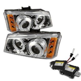 Carpart4u 6000K Xenon HID Performance Headlights Package for Chevy Silverado 1500/2500/3500 CCFL LED ( Replaceable LEDs ) Chrome Projector Headlights: Automotive
