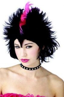 Std Size Adult Crazy and Cute Rockin Black with Pink Mohawk Wig: Costume Wigs: Clothing