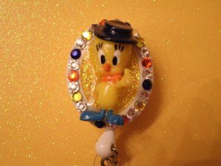 Tweety Bird Top Hat Swarovski Crystal Embellished Badge Holder, id Holder, Retractable Reel, FreeWATERPROOF Sleeve FREE SHIPPING WHEN 2 OR MORE ITEMS PURCHASED : Office Products