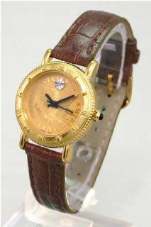 MARCEL DRUCKER Women's Gold tone Coin Watch with Leather Strap. Model MD 20 901 Watches