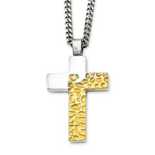 Chisel Stainless Steel Textured Gold IP plated & Polished 20in Necklace: Chain Necklaces: Jewelry