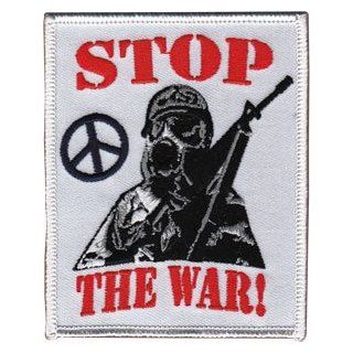 Novelty Iron On Patch   Propaganda "Stop The War" Gas Mask Sign Applique Clothing