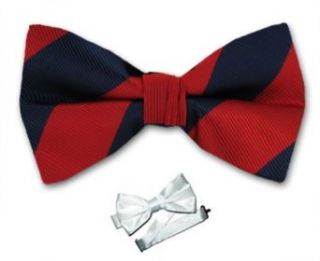 PBTS ADF 419   Crimson Red   Navy   Pre Tied College Striped Bowtie at  Mens Clothing store