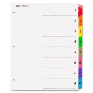 S.P. Richards Company Index Dividers with Table of Contents, 1 8, 8 Tabs Sheet Multi (SPR21901) : Binder Index Dividers : Office Products