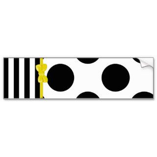Polka Dots Stripes Ribbon Bow White Black Yellow Bumper Sticker