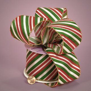 Green and Red Candy Stripe Ribbon, 2 1/2" X 10yd