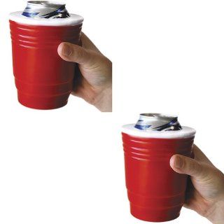 Red Cup Kool Koozie (Set of 2)   Keeps Icey Drinks Cold! Insulated Foam Can Holder: Kitchen & Dining
