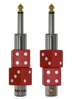 Bullet Cable DIY Solderless Connectors.  High quality Molded Red Dice Shape. 1/4" Plug.  2 Piece Set Musical Instruments