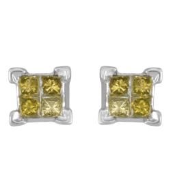 Sterling Silver 1/4ct TDW Yellow Diamond Earrings Diamond Earrings