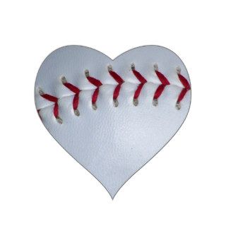 Baseball Stitches Heart Sticker
