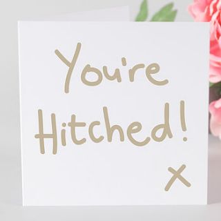 you're hitched wedding card by megan claire