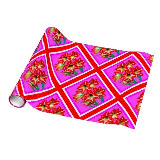 Red Amaryllis Purple Gift Wrap by Sharles