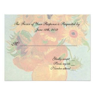 wedding acceptance card, van gogh sunflowers invitations