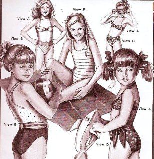 Stretch & Sew 1276 Girl's Bikini and One Piece Swimsuit Many Looks Sewing Pattern Chest Size 21 23 25 27 29 31 Vintage 1970s 