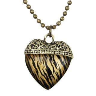 World Pride Fashion Heart Shape Clear Stone Leopard Print Pendant Necklace: Jewelry