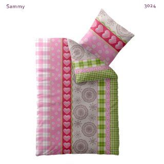 Winterbettwsche 155x220 + 80x80 Microfaser m. Reiverschluss flauschig warm Eden Sammy rosa grau grn: Küche & Haushalt