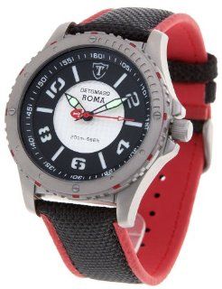 Detomaso Classic Herren Armbanduhr XL Roma Titanium Schwarz Silber Analog Leder: Uhren