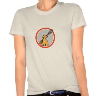 Dog Lacrosse Player Crosse Stick Cartoon Circle T Shirts