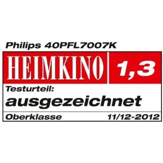 Philips 40PFL7007K/12 102 cm (40 Zoll) Ambilight 3D LED Backlight Fernseher, EEK A (Full HD, 800 Hz PMR, DVB T/C/S2, CI+, WiFi, Smart TV) silber: Heimkino, TV & Video