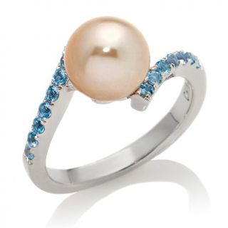 Imperial Pearls 8 9mm Cultured Golden South Sea Pearl and Swiss Blue Topaz Ster