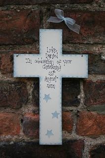 handmade christening cross by primitive angel country store
