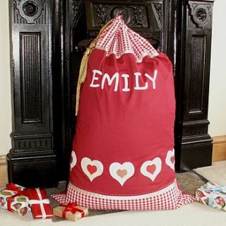 personalised christmas sack: hearts by sara perry designs