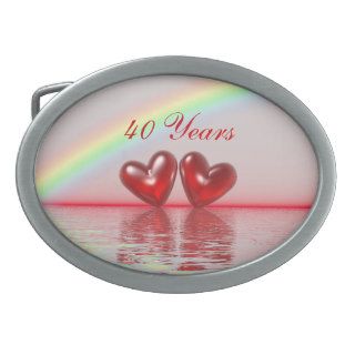 40th Anniversary Ruby Hearts Oval Belt Buckles