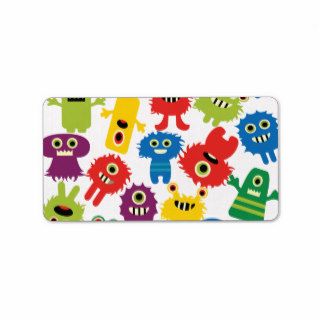 Cute Funny Colorful Monsters Pattern Personalized Address Labels