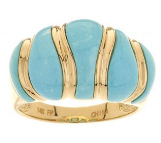 Sleeping Beauty Turquoise Fancy Cut Domed Ring 14K Gold —