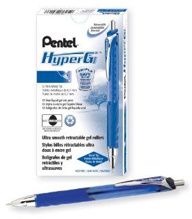 Pentel Hyper G Retractable Liquid Gel Pen, 0.7 Millimeter Medium Tip, Blue Ink, Box of 12 (KL257 C) : Gel Ink Rollerball Pens : Office Products