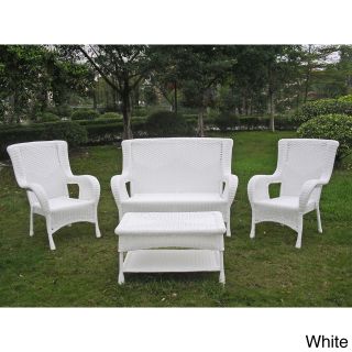 International Caravan International Caravan 4 piece Outdoor Settee Furniture Set White Size 4 Piece Sets