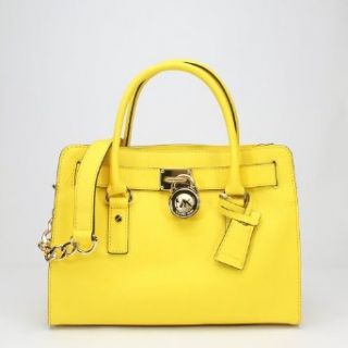 Michael Kors Hamilton East West Saffiano Satchel Handbag Citrus Yellow: Top Handle Handbags: Shoes